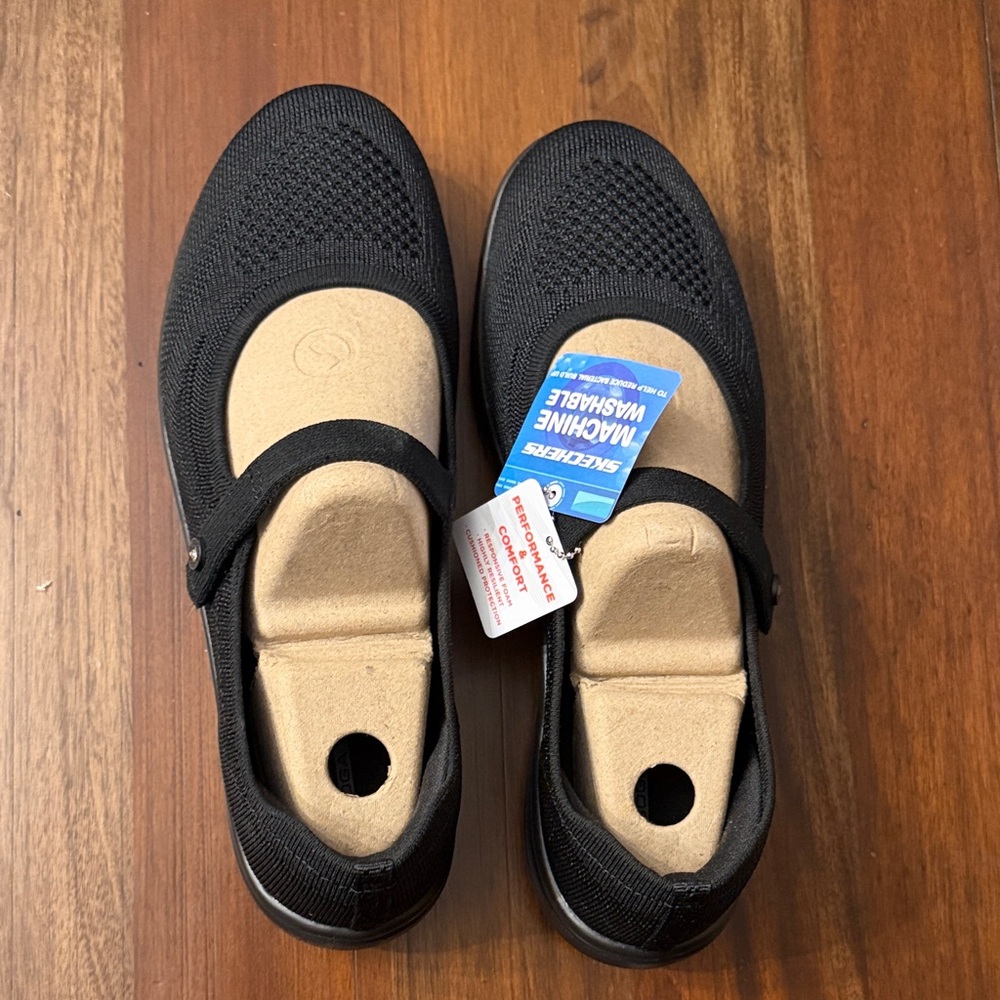 Skechers Black Knit Mary Janes